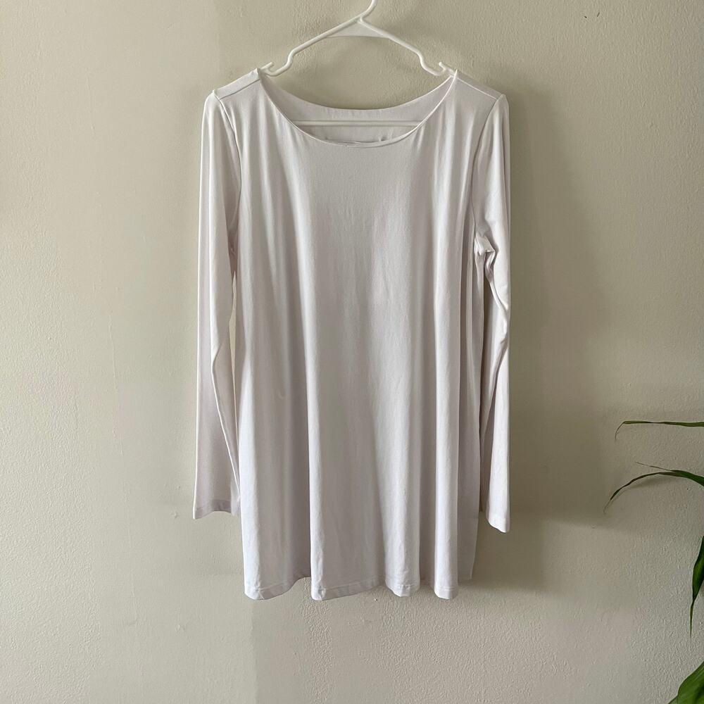 Susana Monaco Womens M Tunic Top White Lagenlook Minimalist Basic Casual
